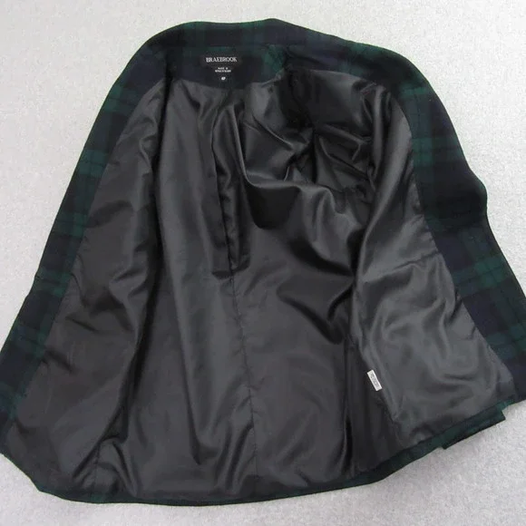 Braebrook Womens Blazer Jacket 4P Petite Green Blue Tweed Vintage Plaid - Picture 5 of 14